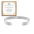 Mother Bracelet Gift for Mom Mother 's Day Christmas Birthday Jewelry Everything I Am Today I Owe To You as My Mom And Best Frie