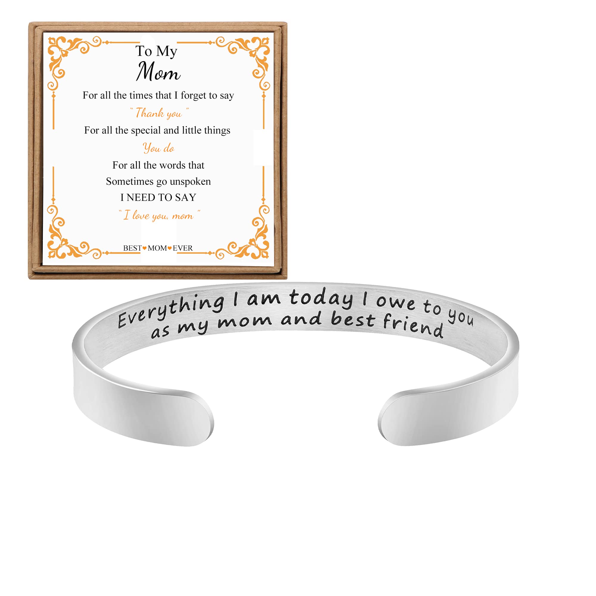 Mother Bracelet Gift for Mom Mother 's Day Christmas Birthday Jewelry Everything I Am Today I Owe To You as My Mom And Best Frie
