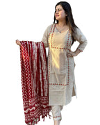 ANNI DESIGNER Womens Cotton Blend Straight Embroidered Kurta with Pant & Dupatta (DD BEIGE-NW_S_Beige_Small)