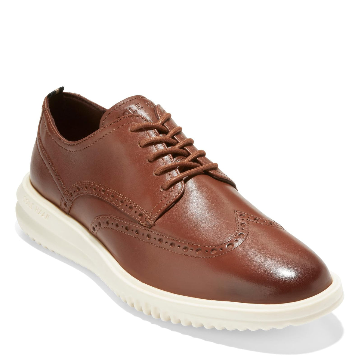 Cole Haan Mens Grand+ Wingtip Oxford, British Tan/Ivory, 8 Wide 7.5