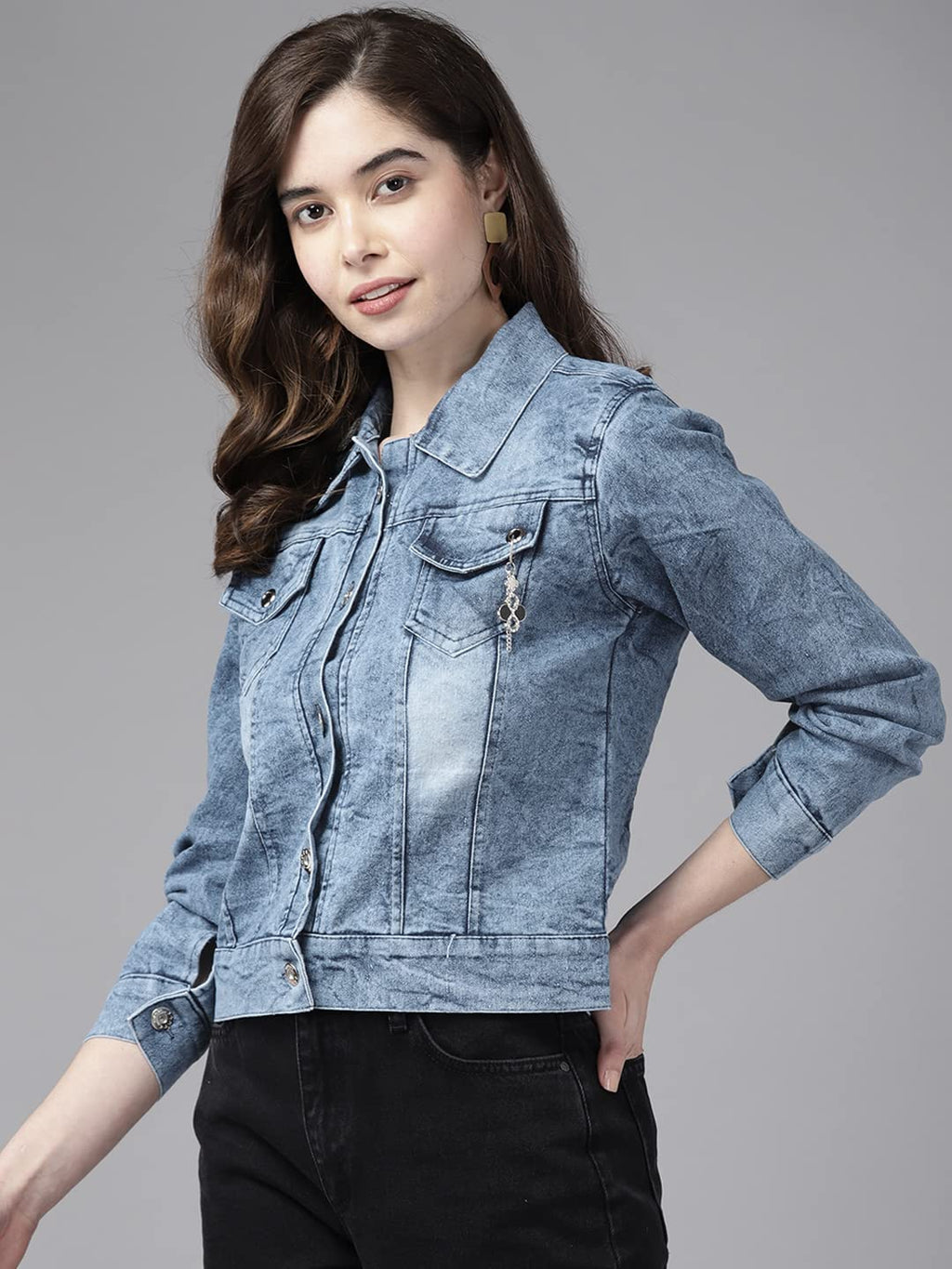 Aarika Womens Cotton A-Line Short Length Coat (Dn-W-123_Blue