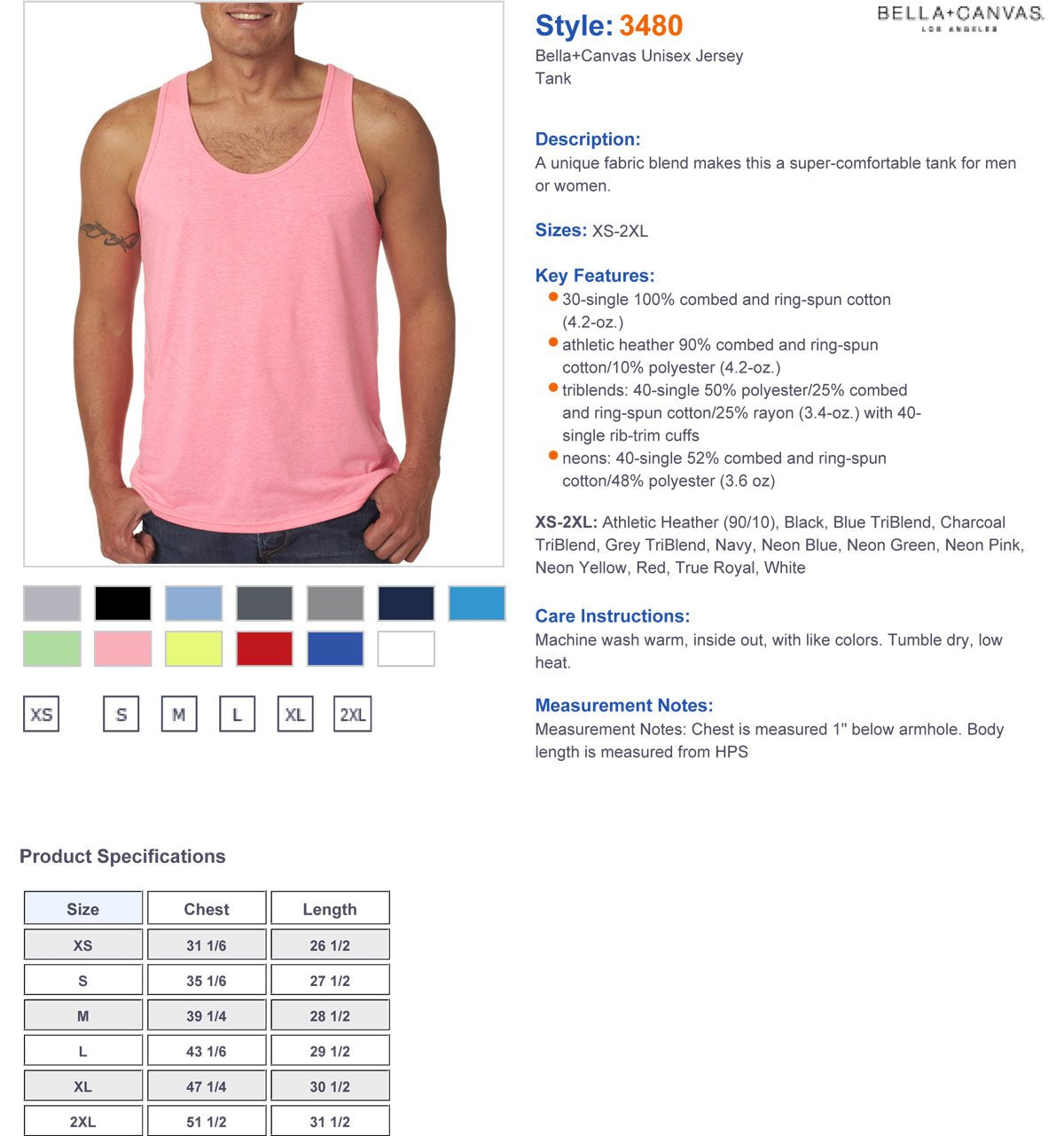 Unisex Jersey Tank - NEON BLUE - XS(D0102H7WSS8)
