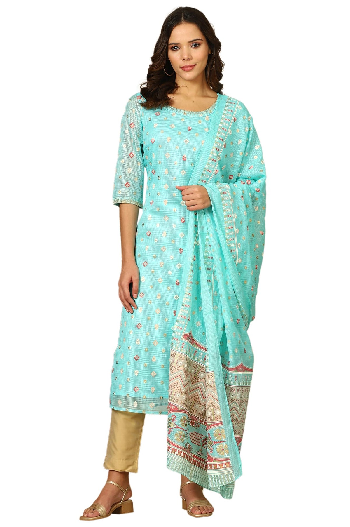 Aurelia WomenS Polyester Sky Blue Abstract Printed Kota Dupatta (Size: Free Size)-24Aua80002-506815