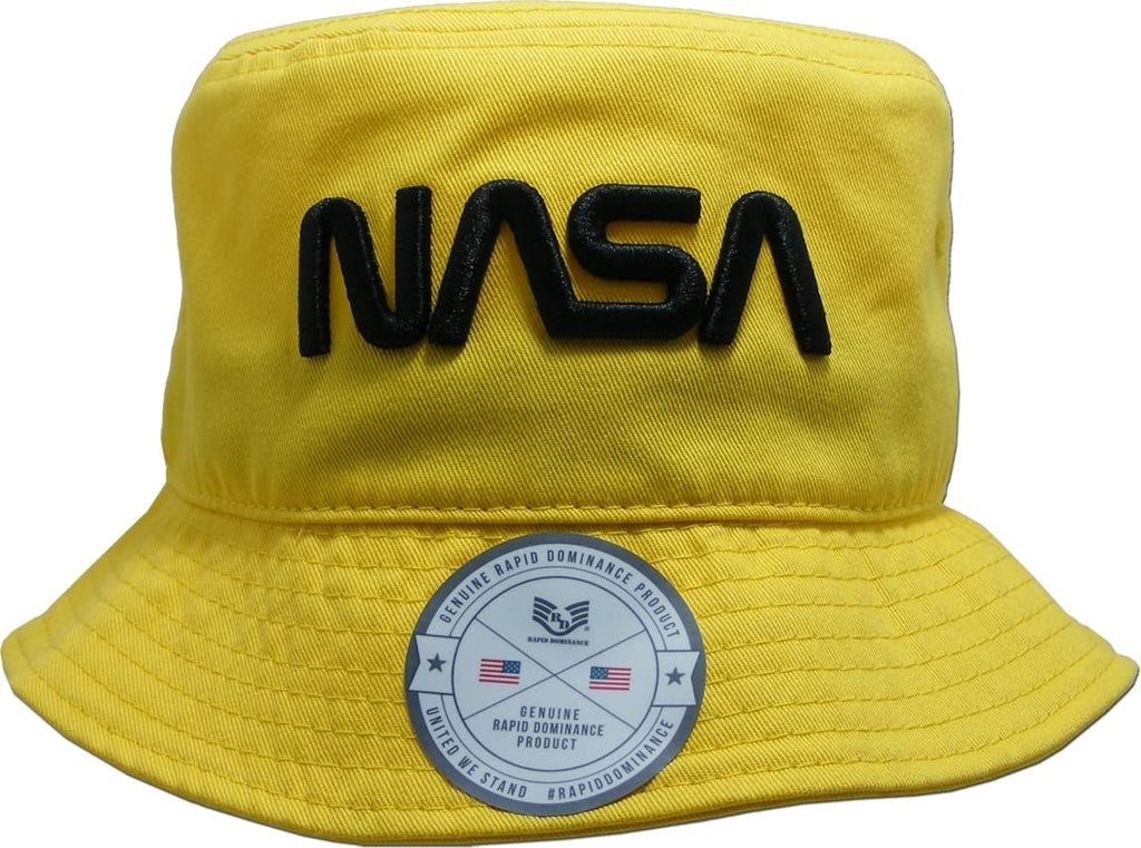 NASA Relaxed Bucket Hat,Worm,Yellow, S_M