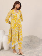 Libas WomenS Cotton Blend Kurta Sets (400430R_Mustard