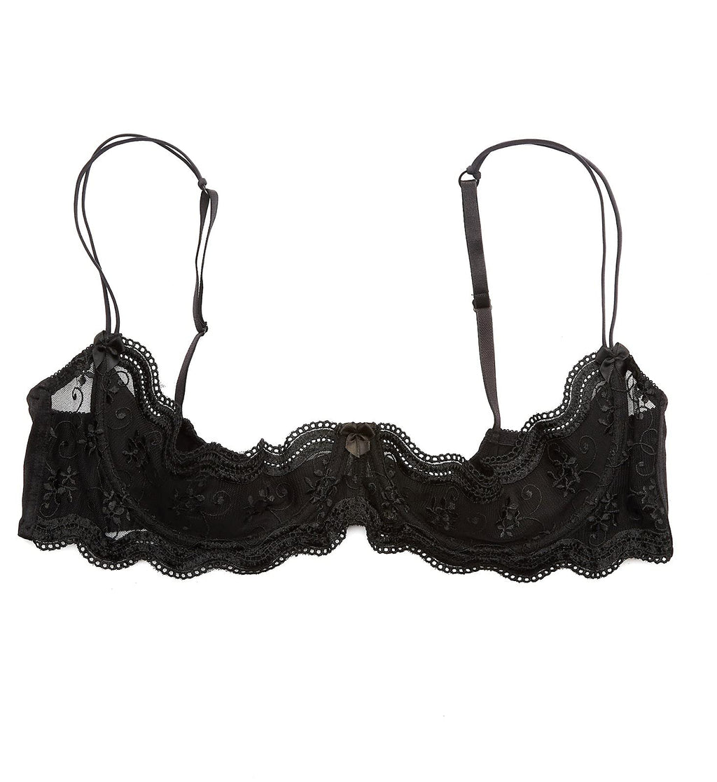 Shirley of Hollywood Women's Plus Size Scalloped Embroidered Shelf Bra X331 42 Black