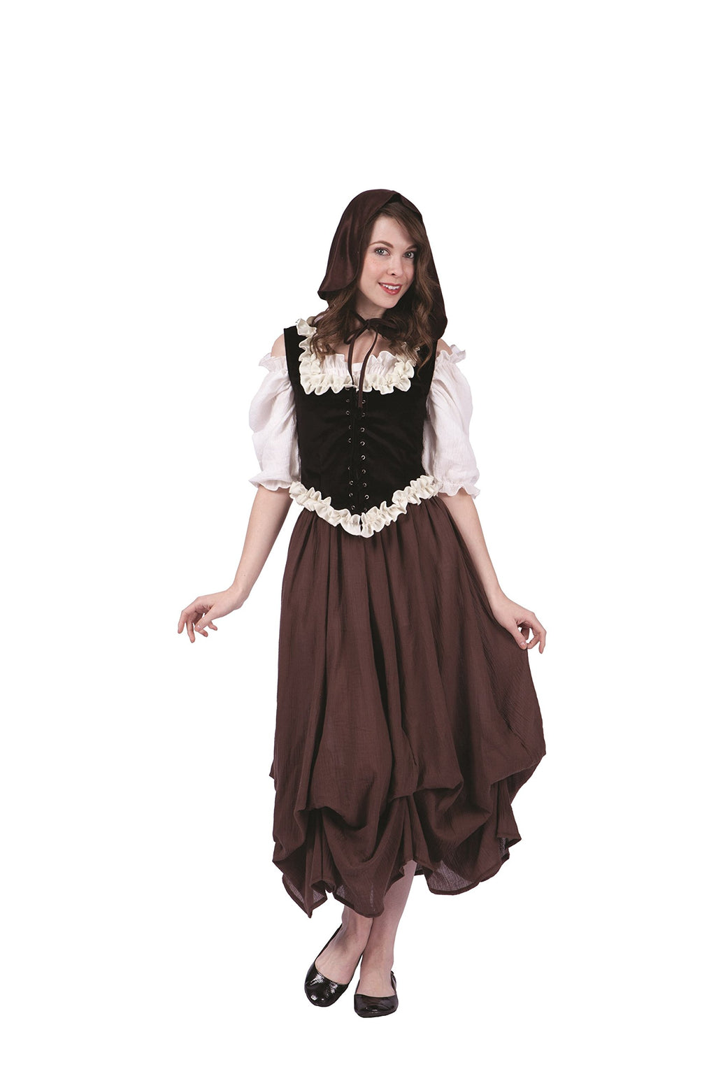 RG Costumes Women's Deluxe Renaissance Peasant, Black/White/Brown/Cream, Small