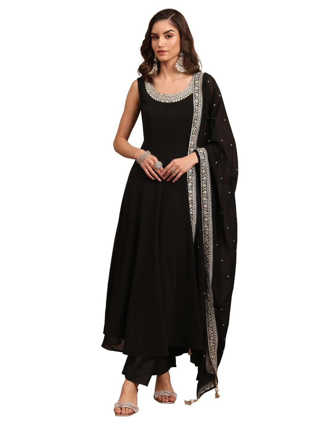 Libas Embroidered Georgette Anarkali Kurta for Women (51977XXL)