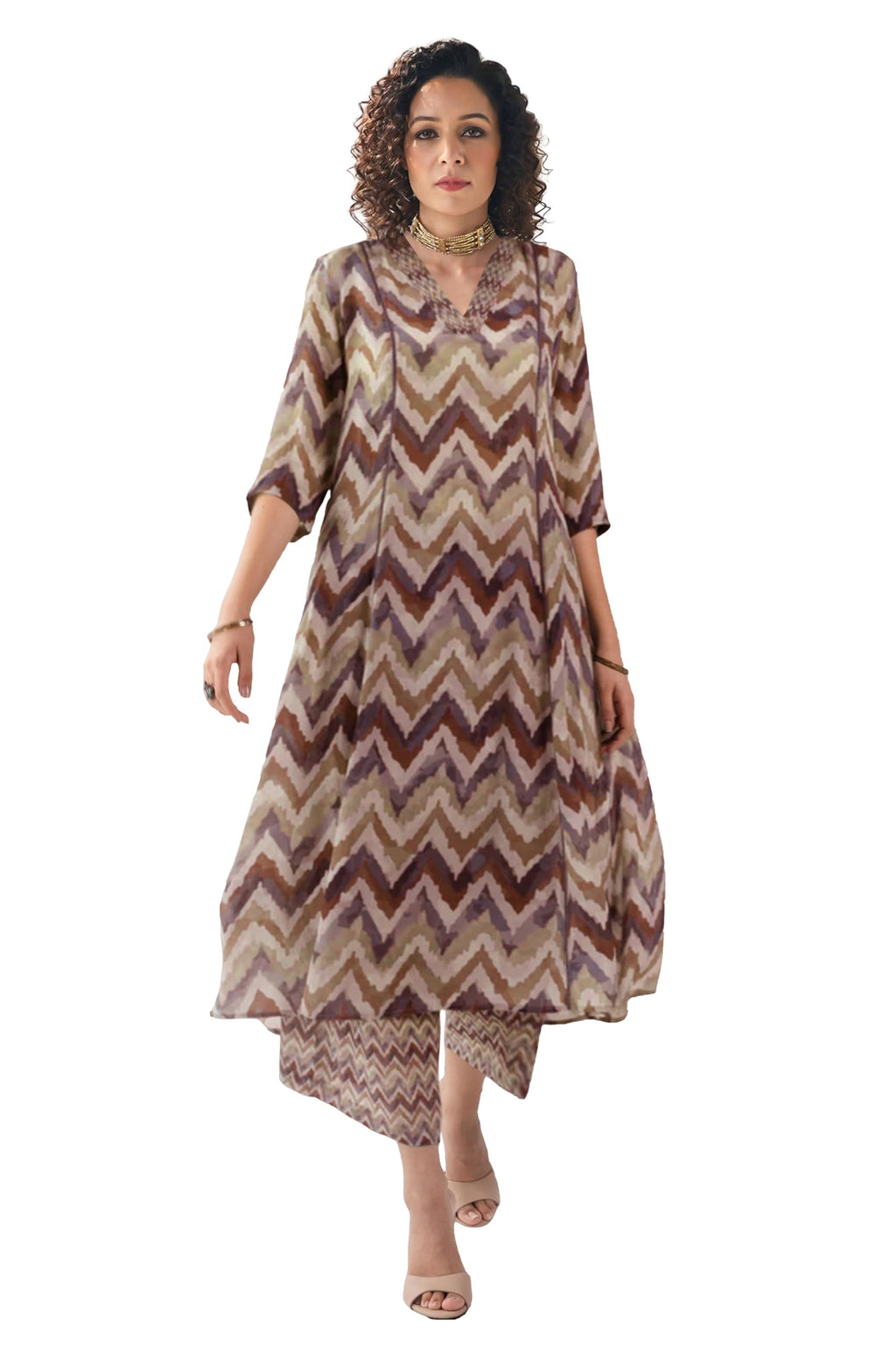Toochki Dress For Women | Two Piece Dress For Women Long | Dress | Maxi Dress For Women | Dresses | Zig Zag Printed Dress | Cott