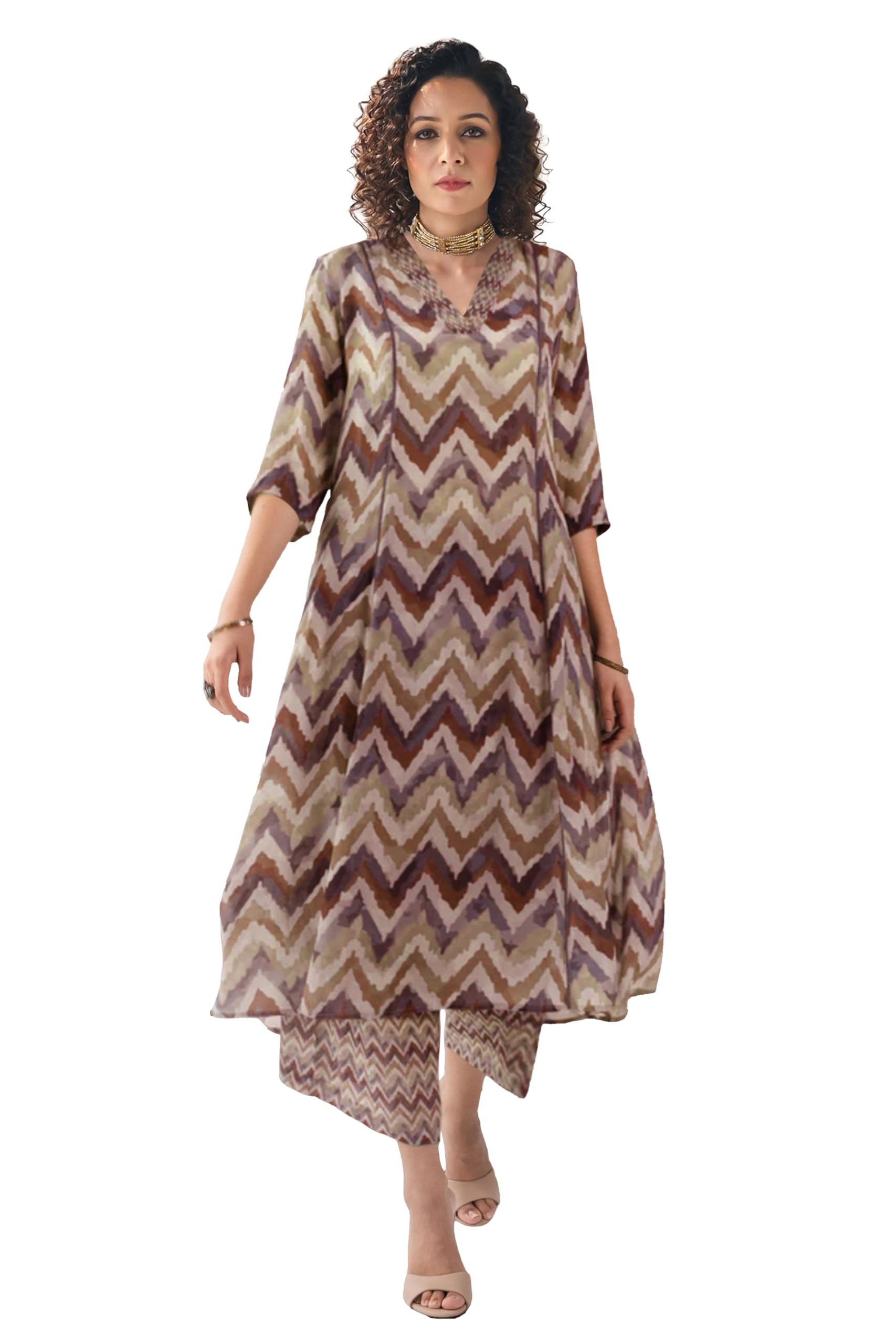 Toochki Dress For Women | Two Piece Dress For Women Long | Dress | Maxi Dress For Women | Dresses | Zig Zag Printed Dress | Cott