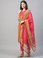 Gosriki Women'S Cotton Blend Straight Printed Kurta With Pant & Dupatta (Makshi-Nw-Gs)