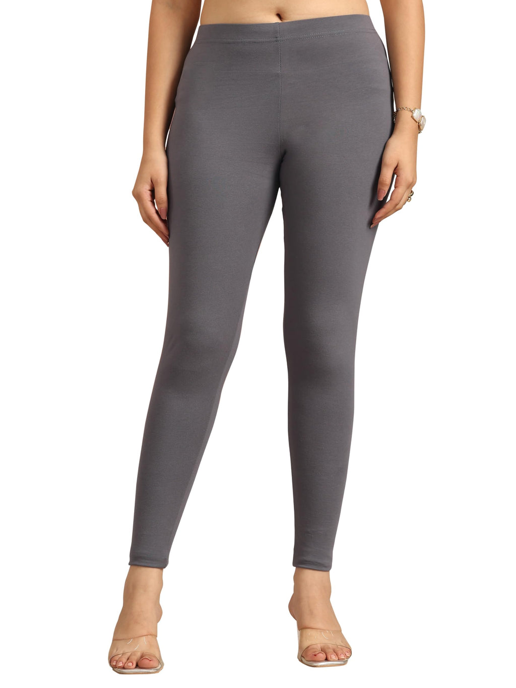 Gerua by Libas Solid Cotton Blend Regular Leggings Grey