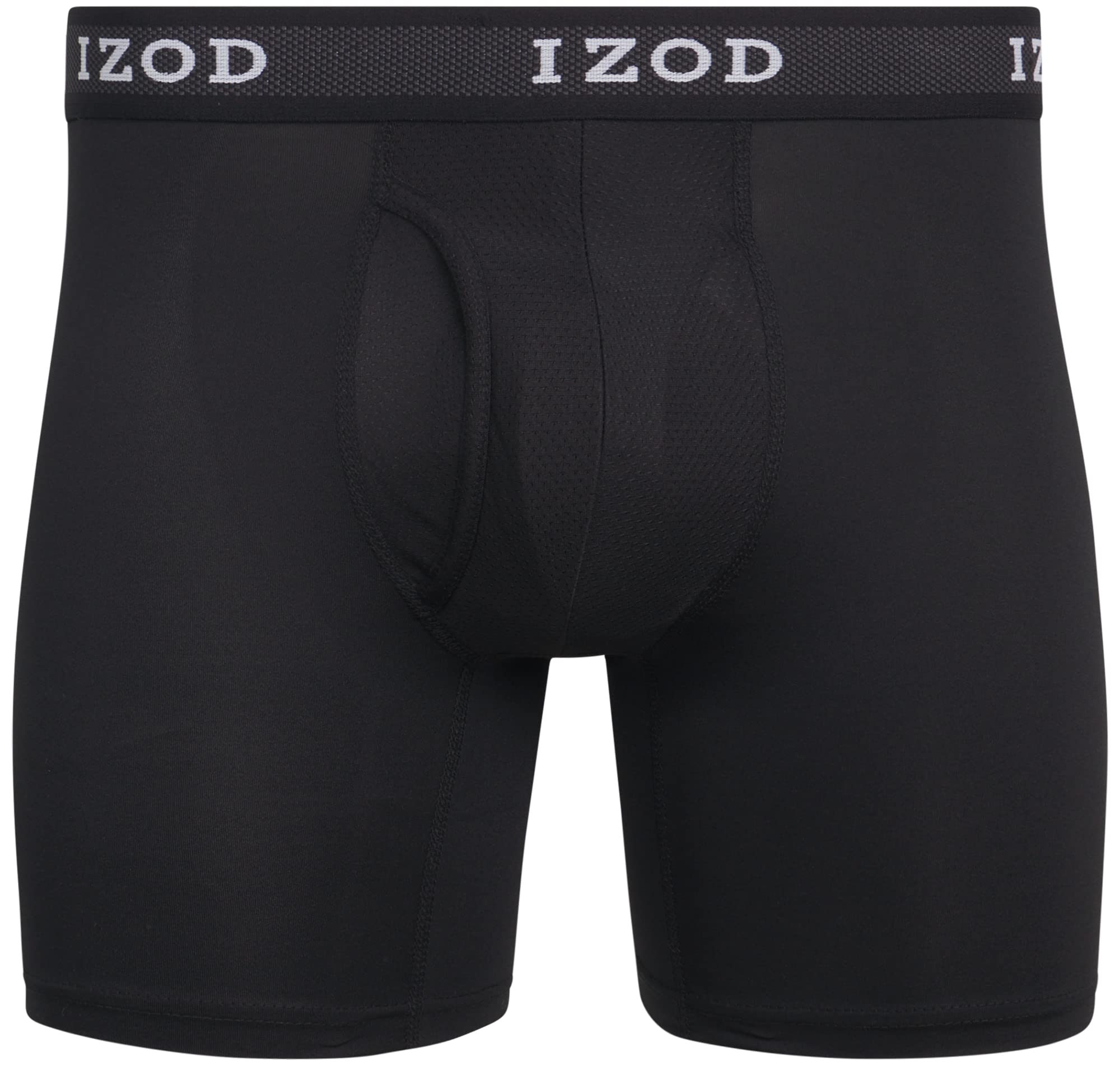IZOD Men's Underwear - Performance Boxer Briefs with Mesh Functional Fly (5 Pack), Size Large, Black/Magnet/Black/Magnet/Black