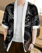 Eyebogler Men Printed Open Shrug Black White