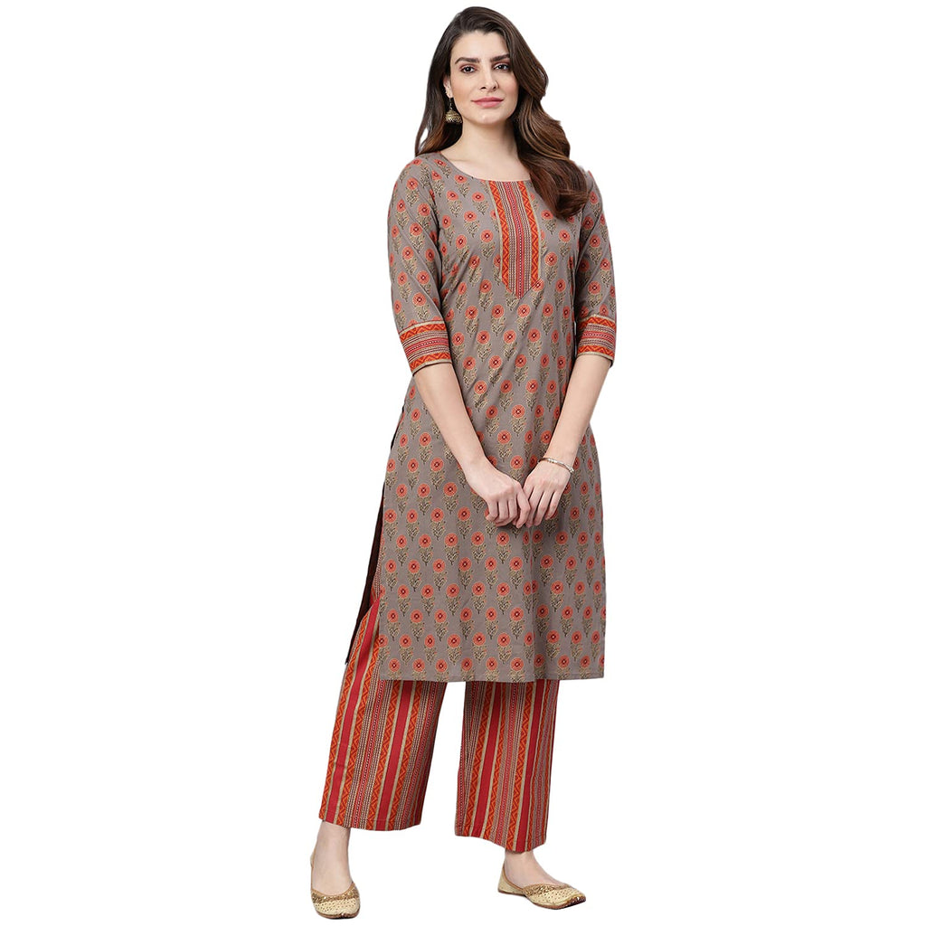 idaLia Blue and White Cotton Night Suit for Women