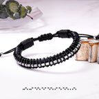 Btysun Morse Code Bracelets for Men Cancer Gifts for Him Adjustable Leather Bracelet Brother Son Father Best Friend Bracelets fo