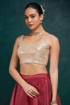 Soch Womens Beige Sequinned Embellished Georgette Padded Blouse