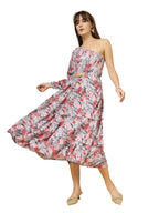 Oomph! WomenS Crepe A-Line Midi Dress (Waist Cutout One Shoulder_Rouge Pink