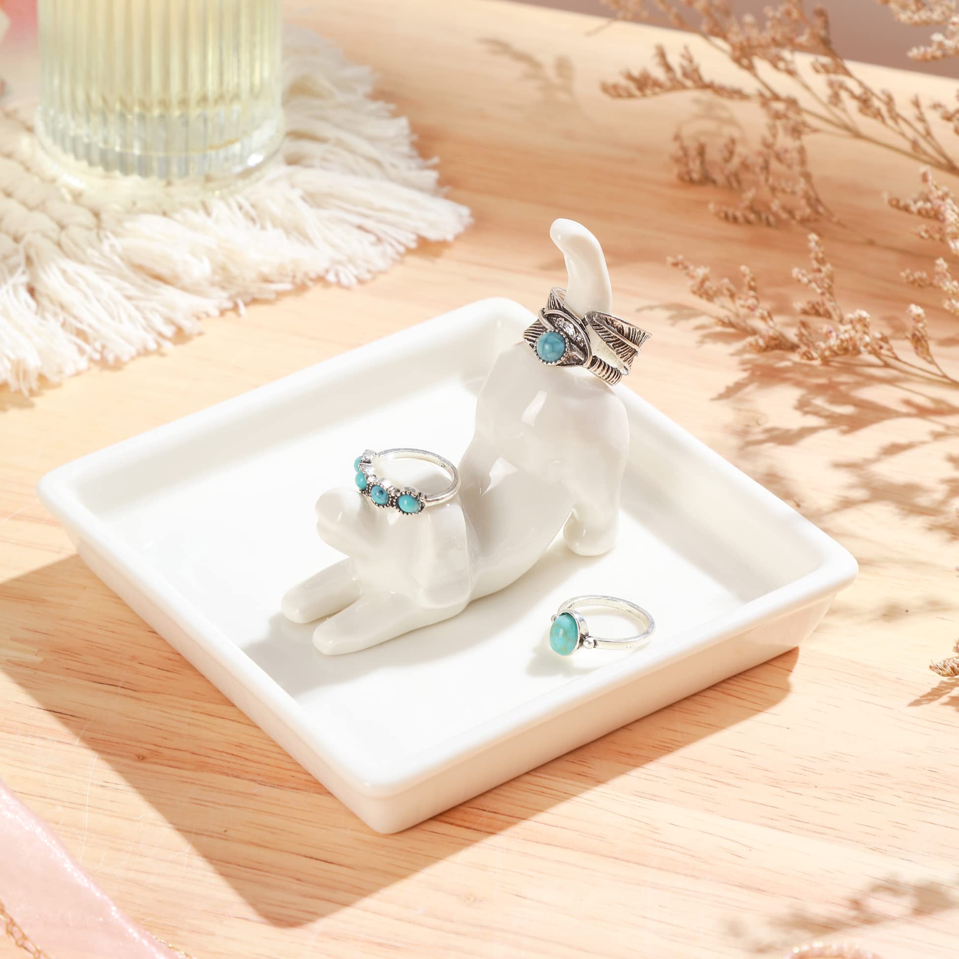 PUDDING CABIN Dog Mom Gifts for Women, Dog Ring Holder Dish Jewelry Holder, Dog Lover Gift for Women Friends Female Mom Grandma