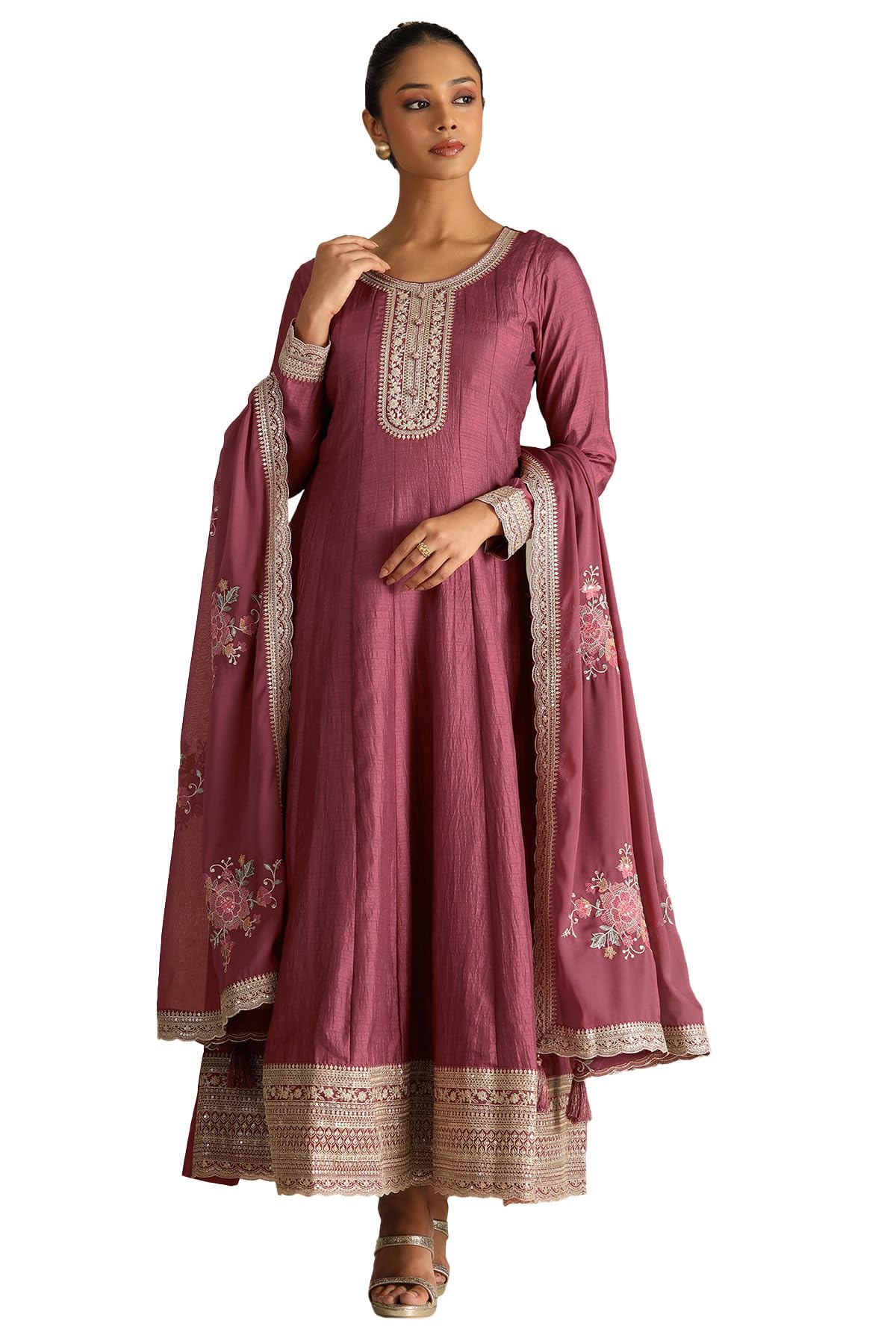 Soch Women Viscose Blend Embroidered Gown with Zari