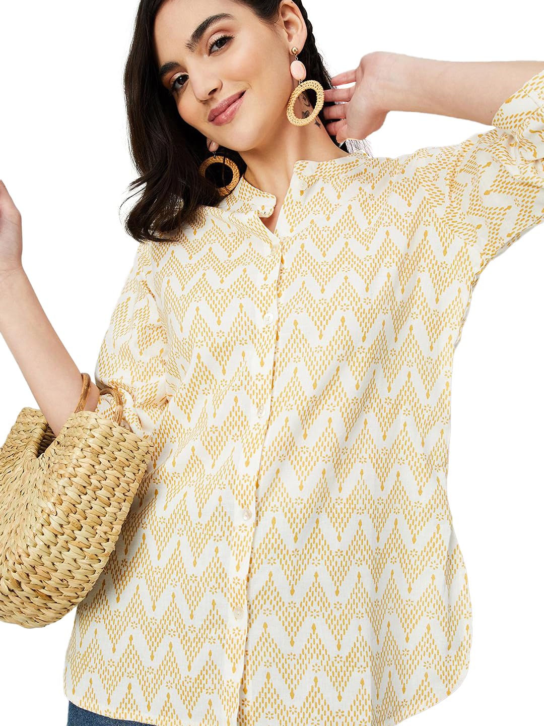 Max Women Cotton Blend Regular Fit Kurta (Skvi41001_Off White_S