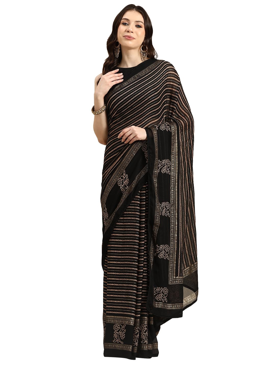 Libas WomenS Pure Georgette Dress (14876_Black)