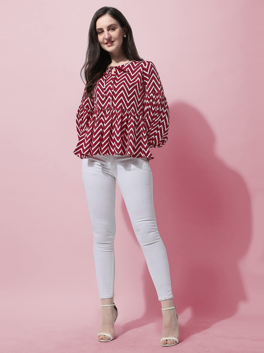 OOMPH! Peplum Tops for Women, red - mt398
