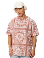 The Souled Store Muted Clay Oversized T-Shirt for Men Boys Cotton Casual Half Sleeves Baggy Loose Fit Drop Shoulder Round Neck