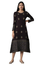 W For Woman Women'S Acrylic Dark Purple Embroidered Winter Dress Below The Knee (21Now16960-311736_Prune_5Xl)