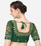 Pujia Mills WomenS Phantom Silk Embroidery Maggam Work Readymade Blouse
