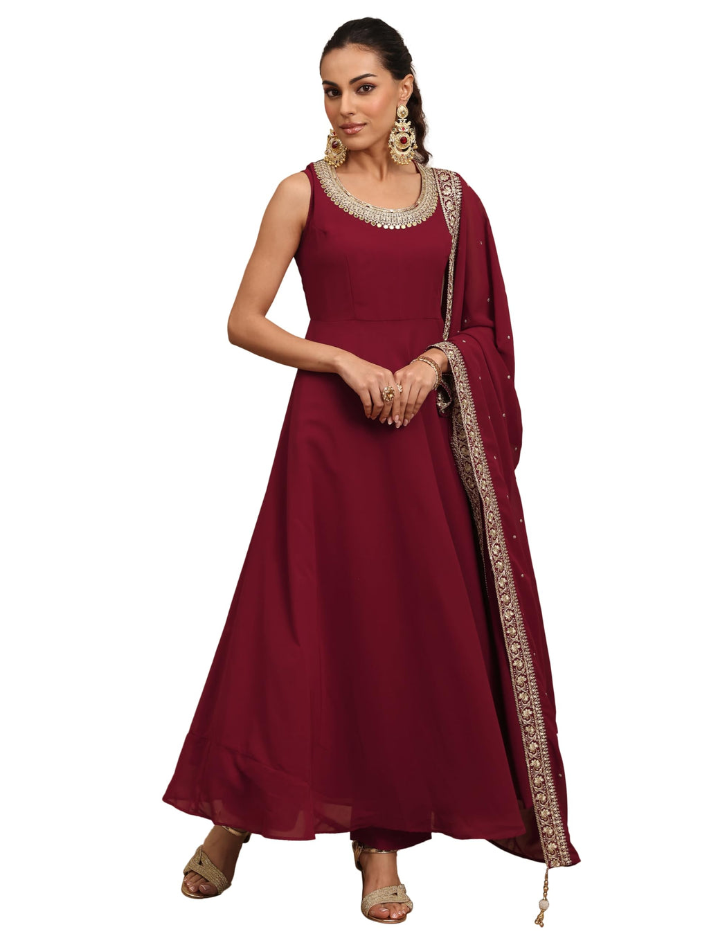 Libas Embroidered Georgette Anarkali Kurta For Women (51976Xxl)
