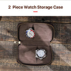 Watch Bracelet Storage Bag Case Leather 2 Pieces, Hiram Portable Travel Watch Genuine Leather Pouch, Watch Bag Leather for Coupl