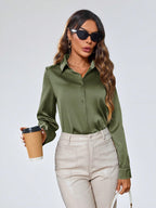 Indoprimo WomenS Solid Satin Casual Shirt | Stylish Western Long Sleeve Shirt For Women