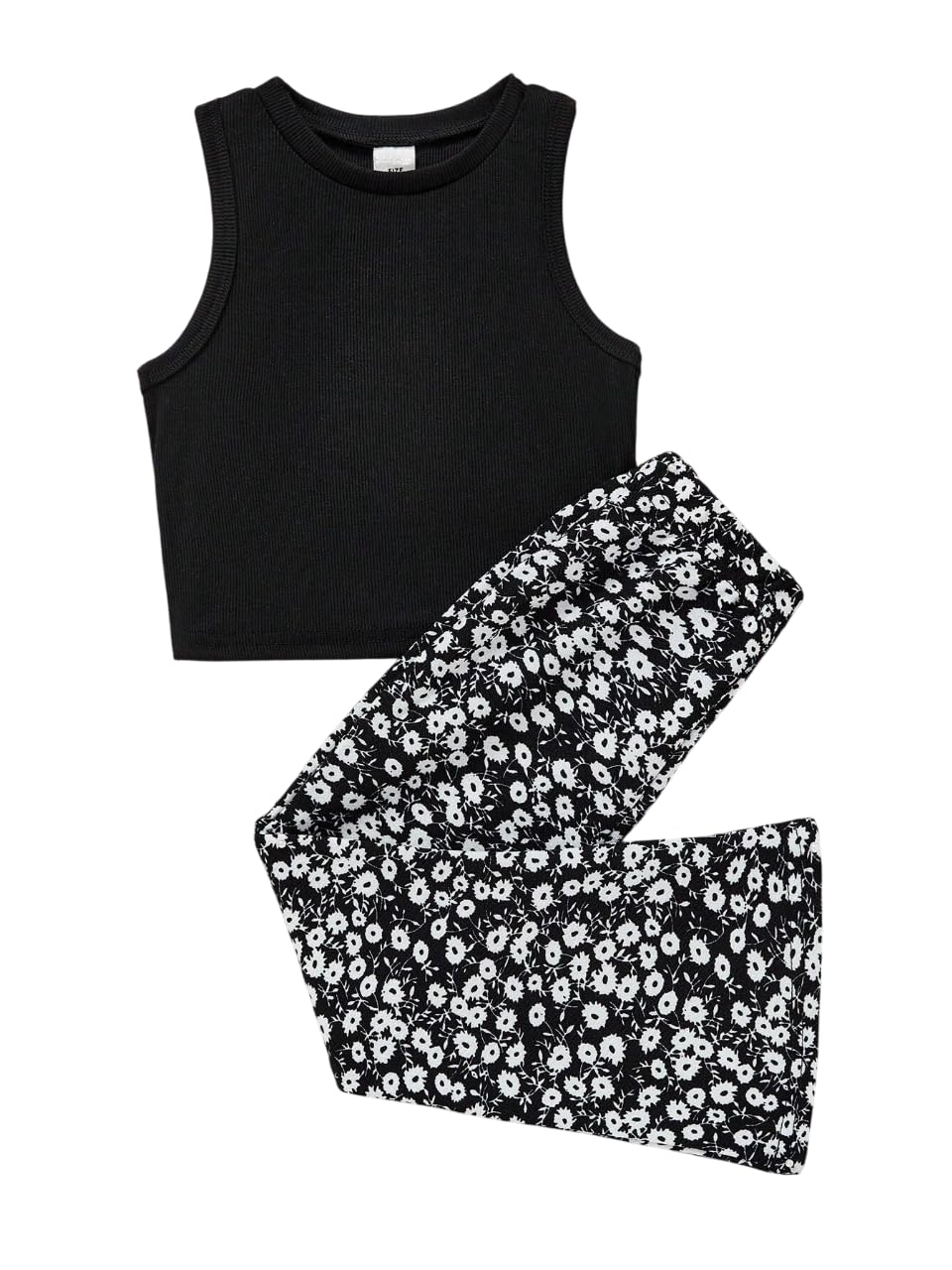 TAGAS Girl Ribbed Tank Top & Flower Printed Pants Set|| COORDINATED_OUTFIT FOR GIRLS || DRESS FOR GIRLS||(GTP-78)