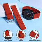 WOCCI 18mm Silicone Watch Band, Quick Release Rubber Replacement Strap with Silver Stainless Steel Buckle (Christmas Red)