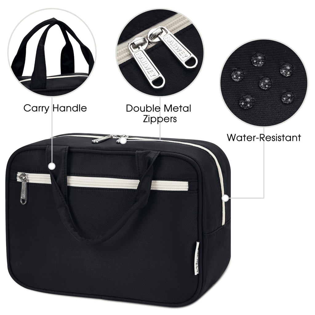 Narwey Toiletry Bag Women Large Makeup Bag Organizer Travel Cosmetic Bag for Toiletries Essentials Accessories (Black)
