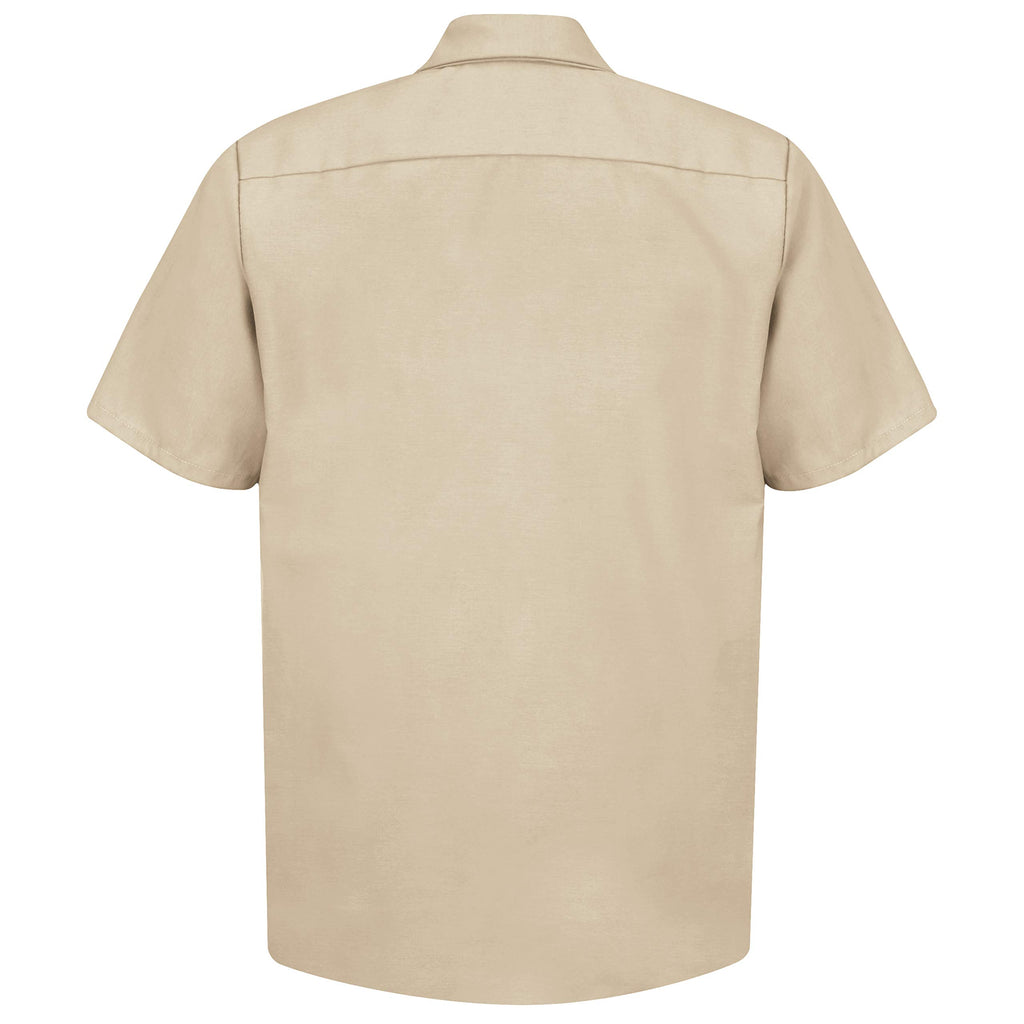 Red Kap Mens Standard Industrial Work Shirt, Regular Fit, Short Sleeve, Light Tan, 6X-Large