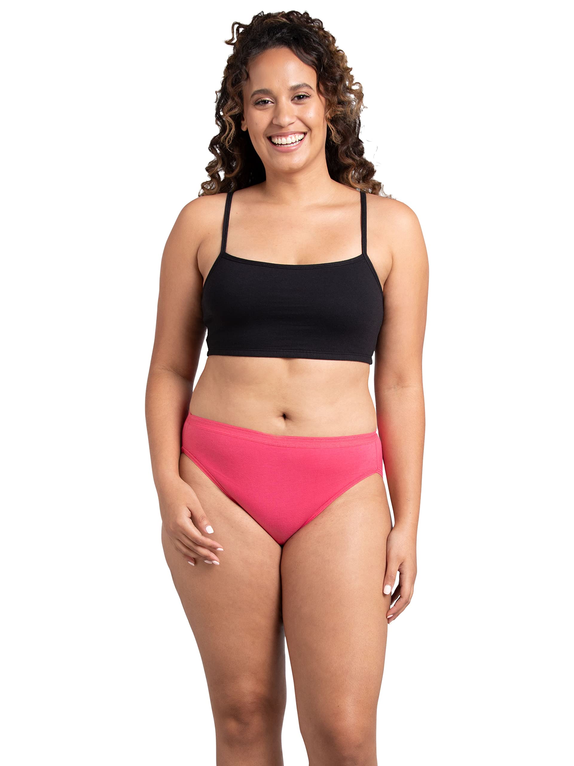 Fruit of the Loom Women's Eversoft Cotton Underwear Multipacks, Tag Free & Breathable, Available in Plus Size, Hi Cut-Navy/White