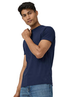 XYXX Mens Solid Regular Fit T-Shirt (XY_CR15_Tshirt_1_Navy