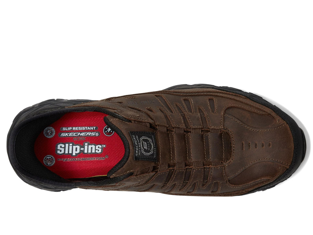 Skechers Men's Holdredge Ryker Hands Free Slip-Ins Construction Shoe, Brown, 9.5 Wide