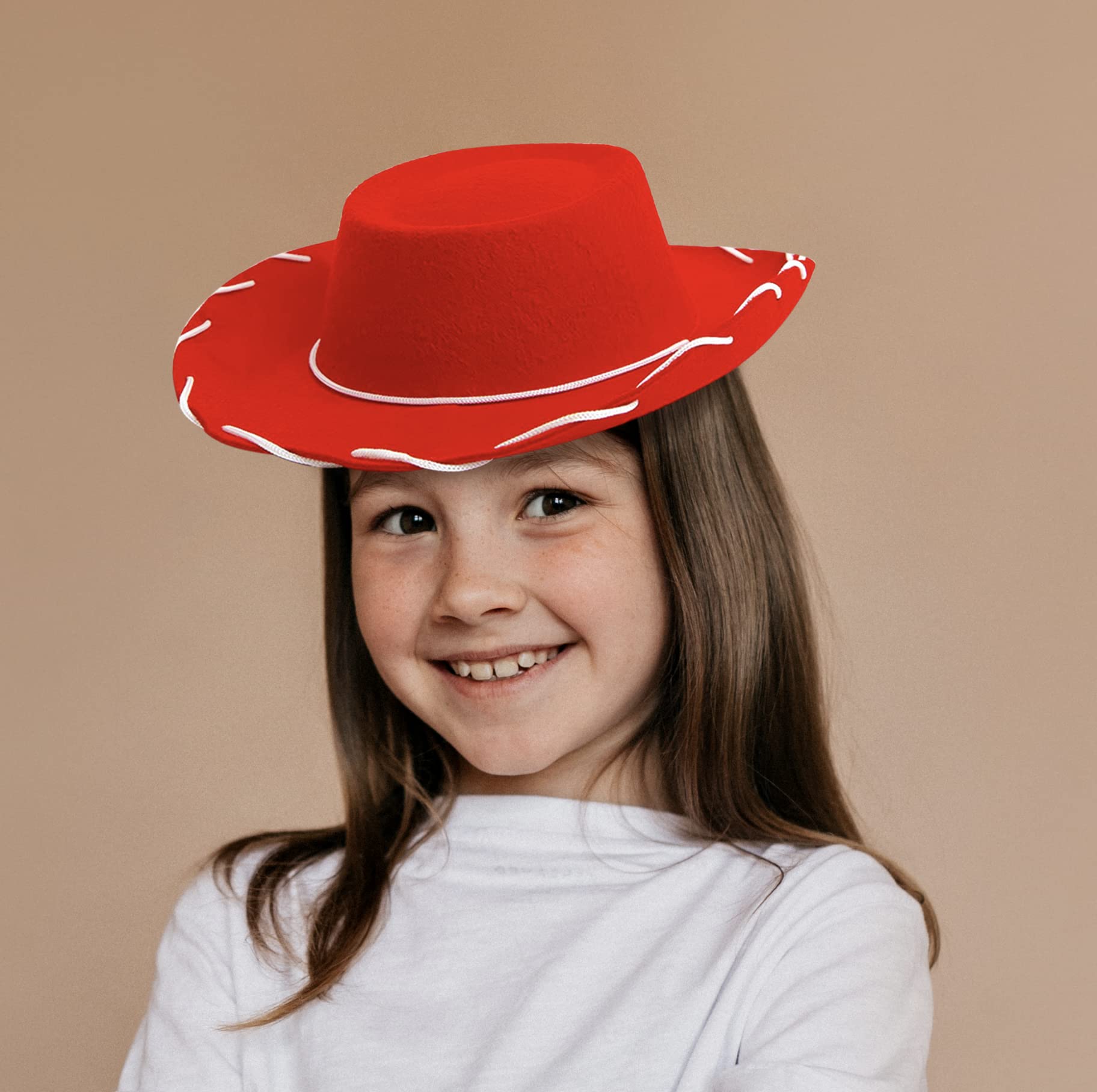 4E's Novelty Child Red Cowgirl Hat for Toddlers & Kids 3-6, for Halloween Jessie Inspired Costume, Felt Cowboy Hat Child Size fo