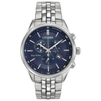 Citizen Men's Classic Corso Eco-Drive Watch, Chronograph, 12/24 Hour Time, Date, Sapphire Crystal, Stainless/ Blue Dial