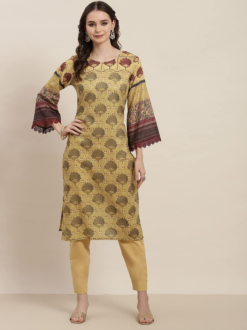 Womanista Women Cotton Abstract Straight Kurta