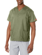 Dickies Women's EDS Signature Scrubs 86706 Missy Fit V-Neck Top, Olive, Medium