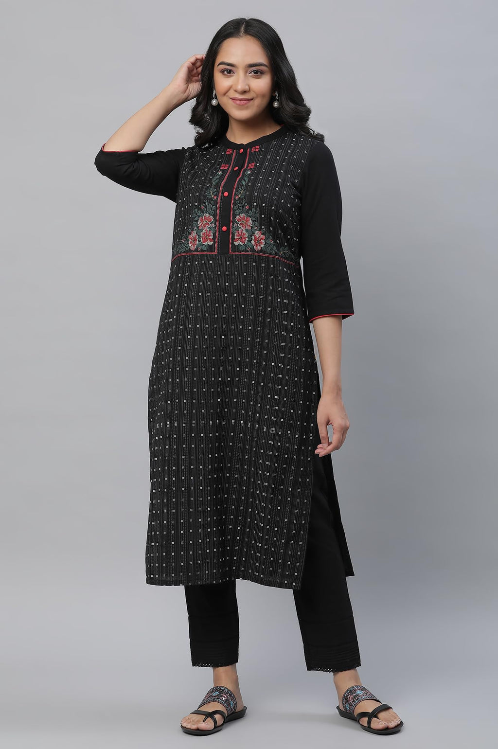 Aurelia Geometric Printed Printed Cotton Straight Long Kurta for Women