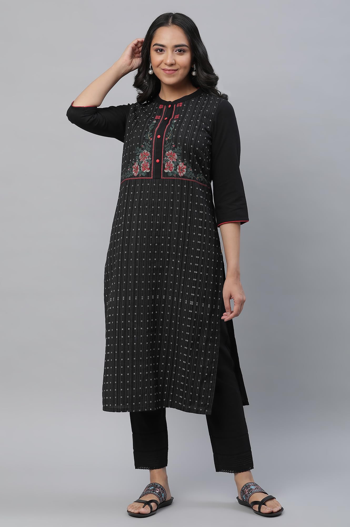 Aurelia Geometric Printed Printed Cotton Straight Long Kurta for Women