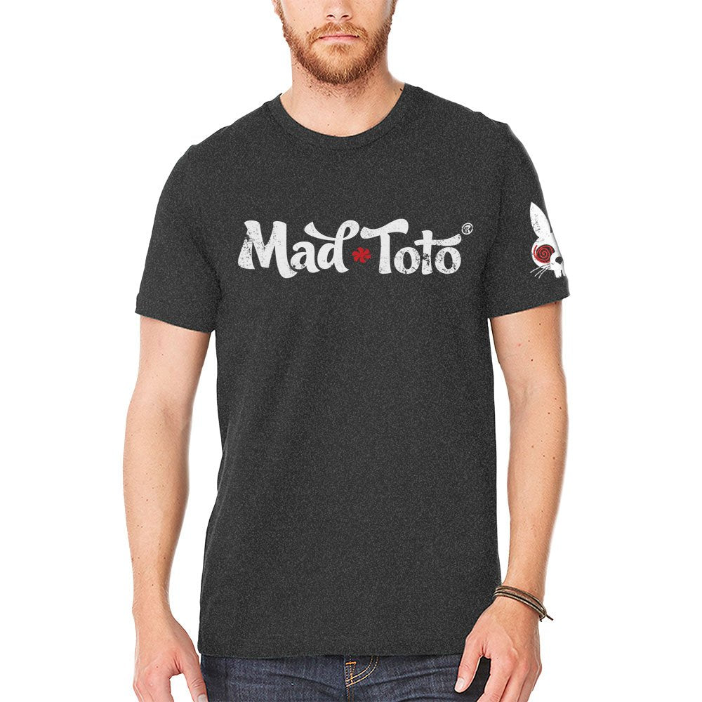 Mad Toto crew Neck T Shirt - Distressed Logo (Medium Dark grey)