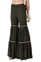Popwings Casual Olive Georgette Gharara Pant For Women