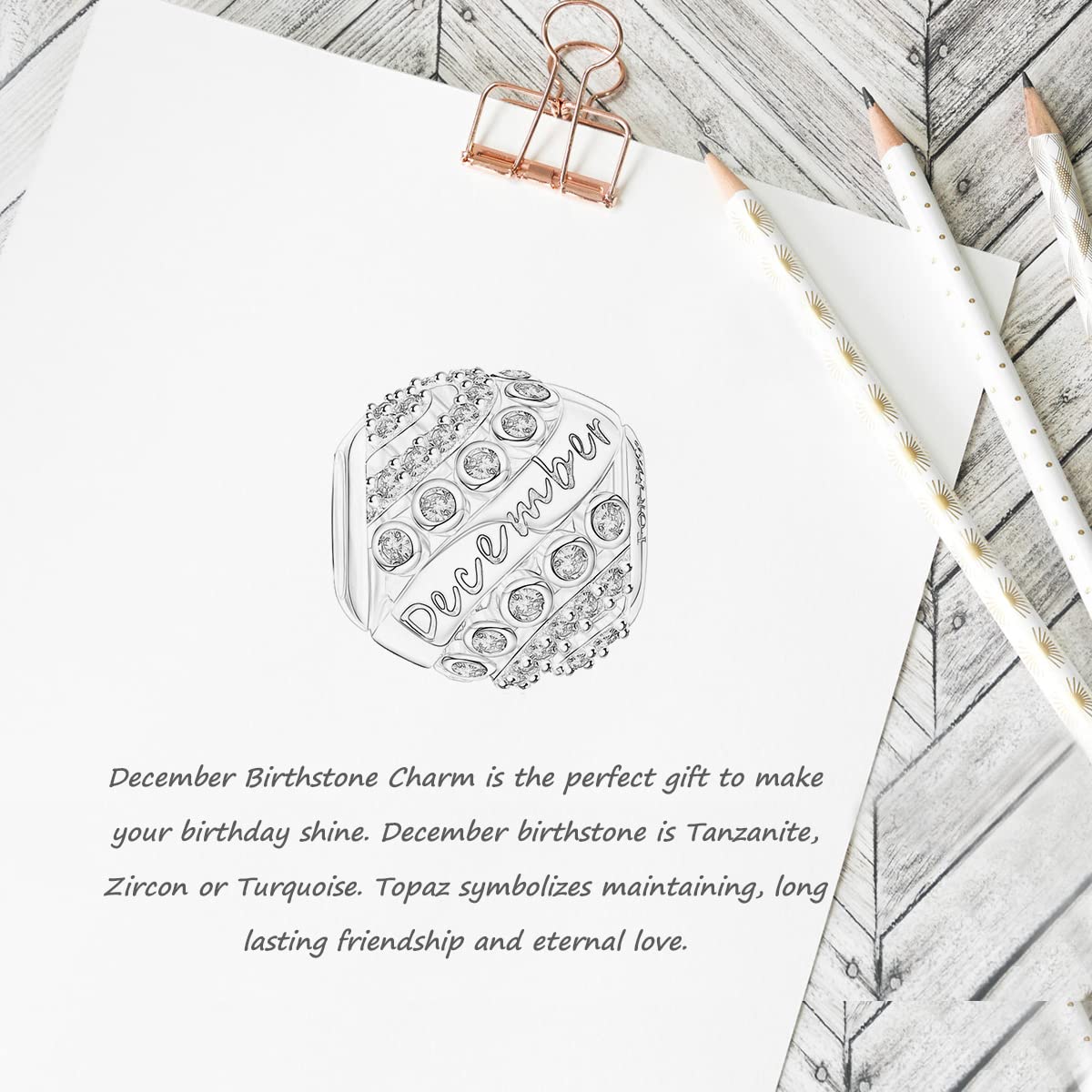 FOREVER QUEEN December Birthstone Charms for Charms Bracelet- 925 Sterling Silver Bead Openwork Charms, Happy Birthday Charms fo