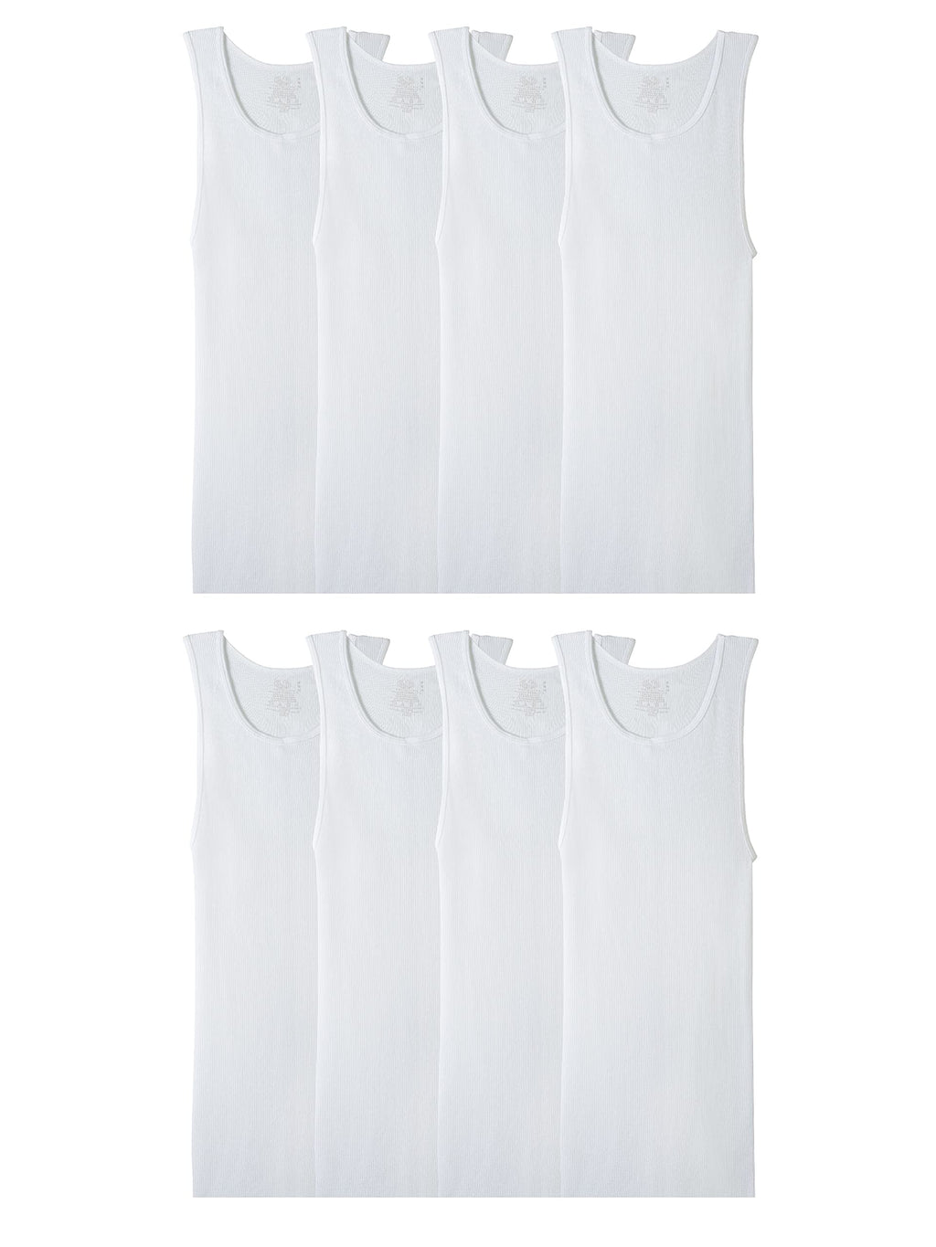 Fruit of the Loom Men's Lightweight Active Cotton Blend Undershirts, Tank-8 Pack-White, Medium